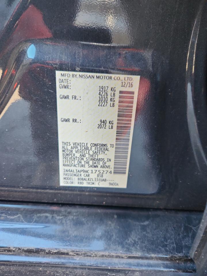 2017 Nissan Altima 2.5 VIN: 1N4AL3AP9HC175274 Lot: 93005315