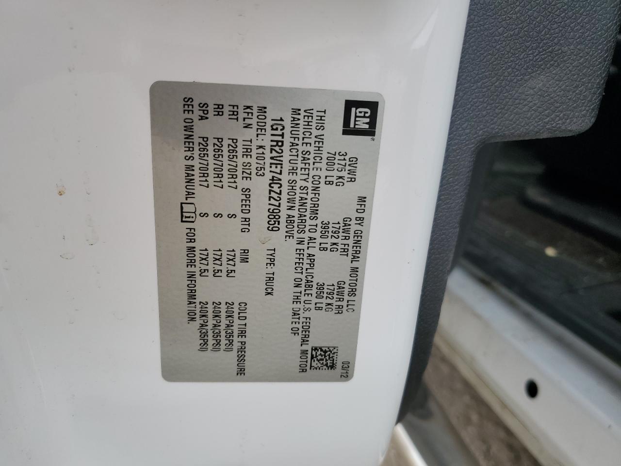 2012 GMC Sierra K1500 Sle VIN: 1GTR2VE74CZ279859 Lot: 92511015