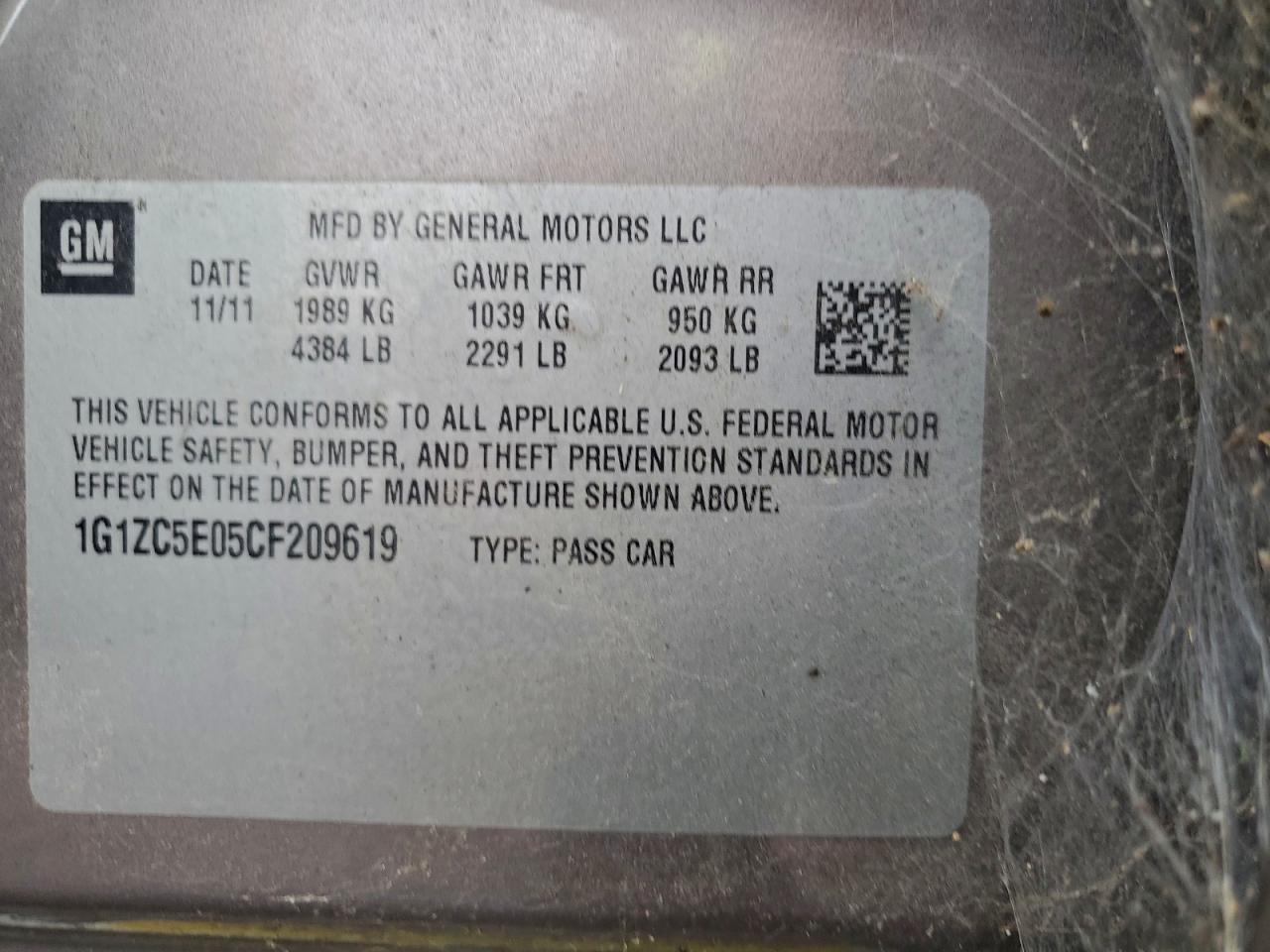 2013 Chevrolet Malibu 1Lt VIN: 1G1ZC5E05CF209619 Lot: 94590955