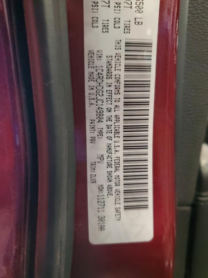 2018 Dodge Durango Gt VIN: 1C4RDHDG2JC149804 Lot: 92325515