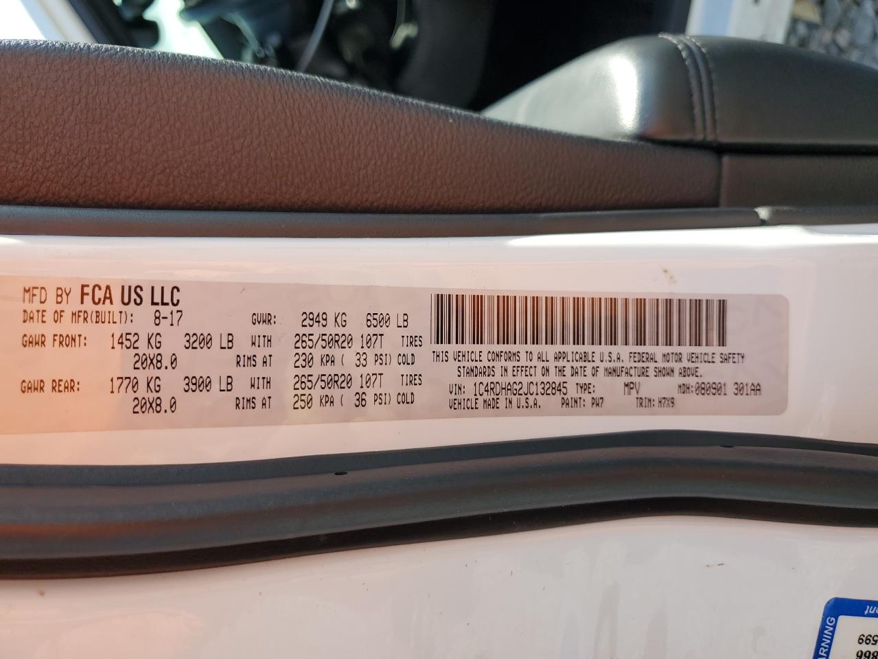 2018 Dodge Durango Sxt VIN: 1C4RDHAG2JC132845 Lot: 91025685