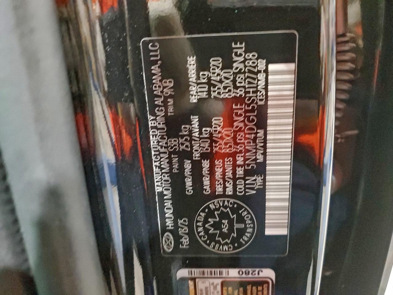 2025 Hyundai Santa Fe Limited VIN: 5NMP4DGL5SH127288 Lot: 94160605