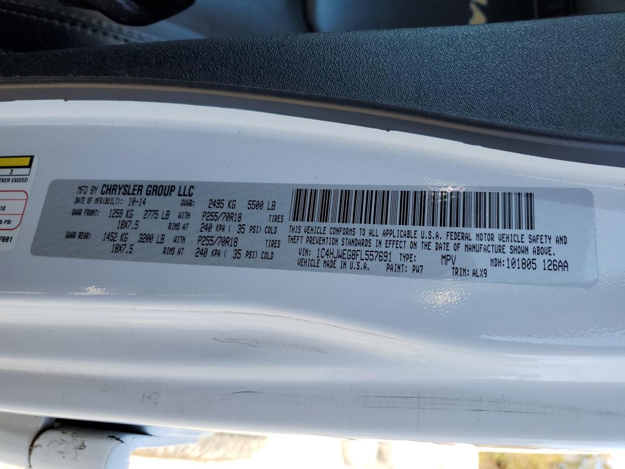 2015 Jeep Wrangler Unlimited Sahara VIN: 1C4HJWEG8FL557691 Lot: 91861985