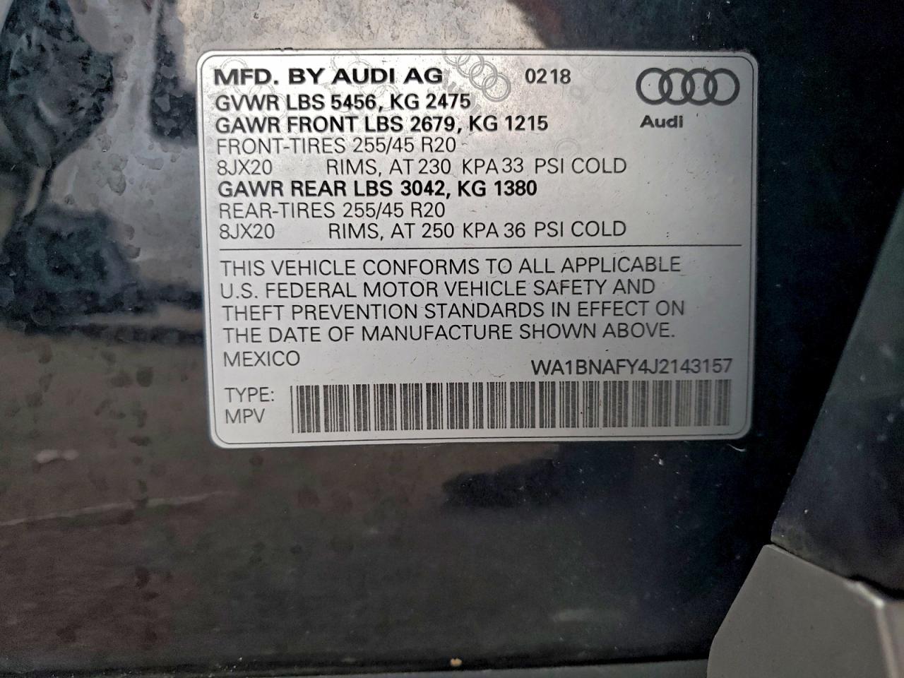 2018 Audi Q5 Premium Plus VIN: WA1BNAFY4J2143157 Lot: 93863585