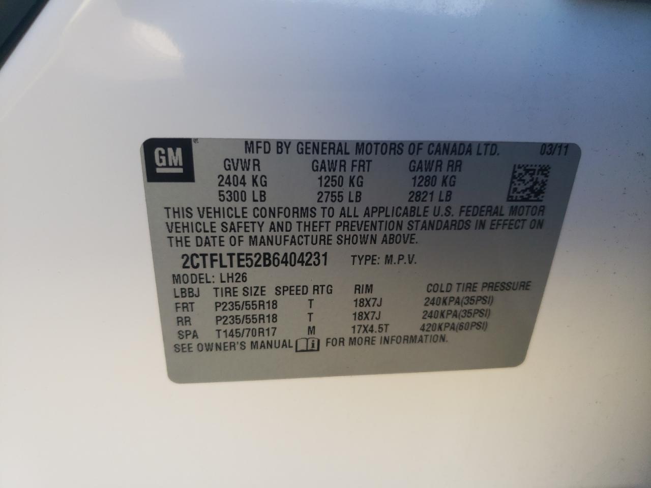 2011 GMC Terrain Sle VIN: 2CTFLTE52B6404231 Lot: 91383495