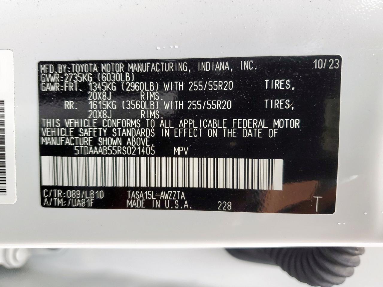 2024 Toyota Grand Highlander Xle VIN: 5TDAAAB55RS021405 Lot: 93327265