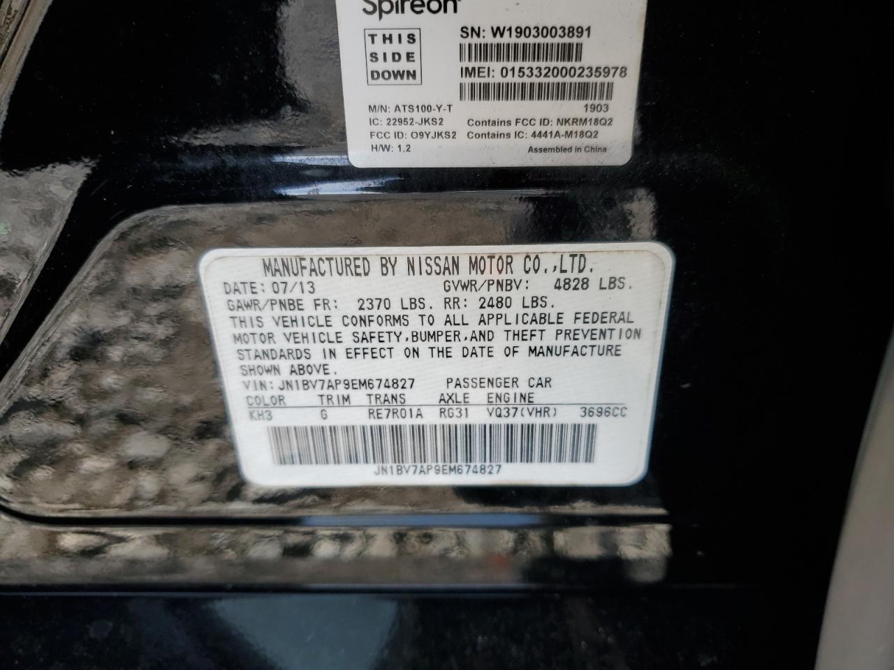 2014 Infiniti Q50 Base VIN: JN1BV7AP9EM674827 Lot: 91558895