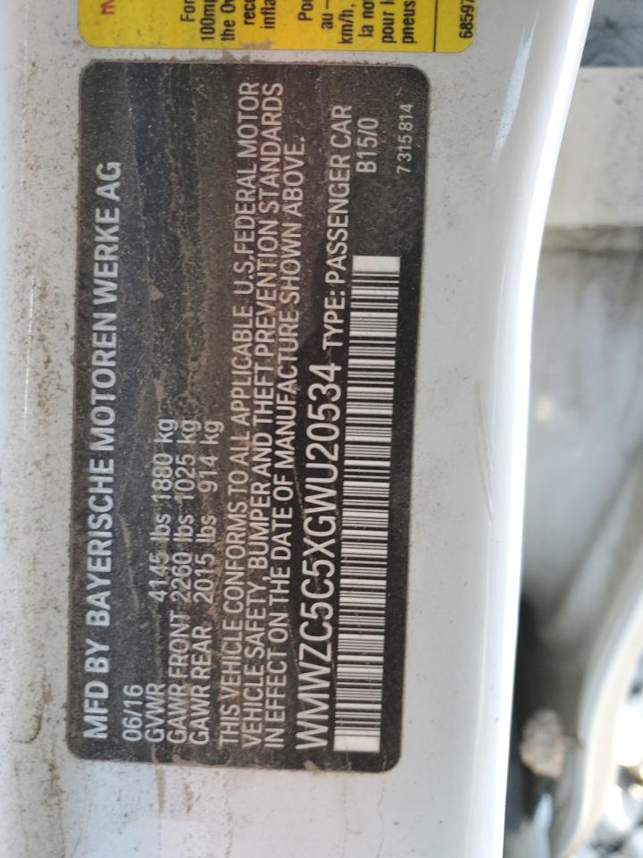 2016 Mini Cooper S Countryman VIN: WMWZC5C5XGWU20534 Lot: 92239065