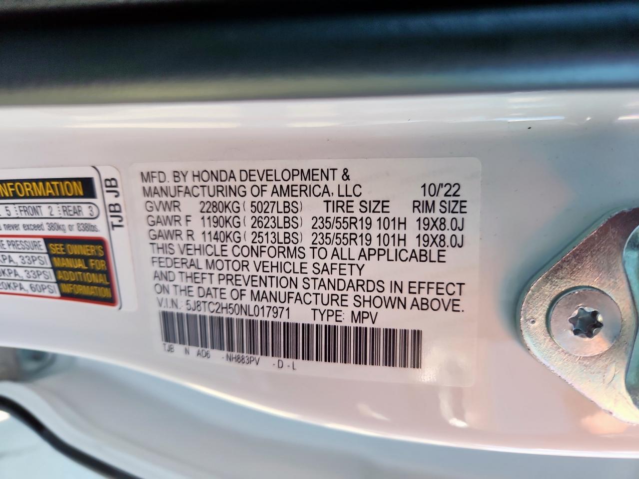 2022 Acura Rdx Technology VIN: 5J8TC2H50NL017971 Lot: 91312665