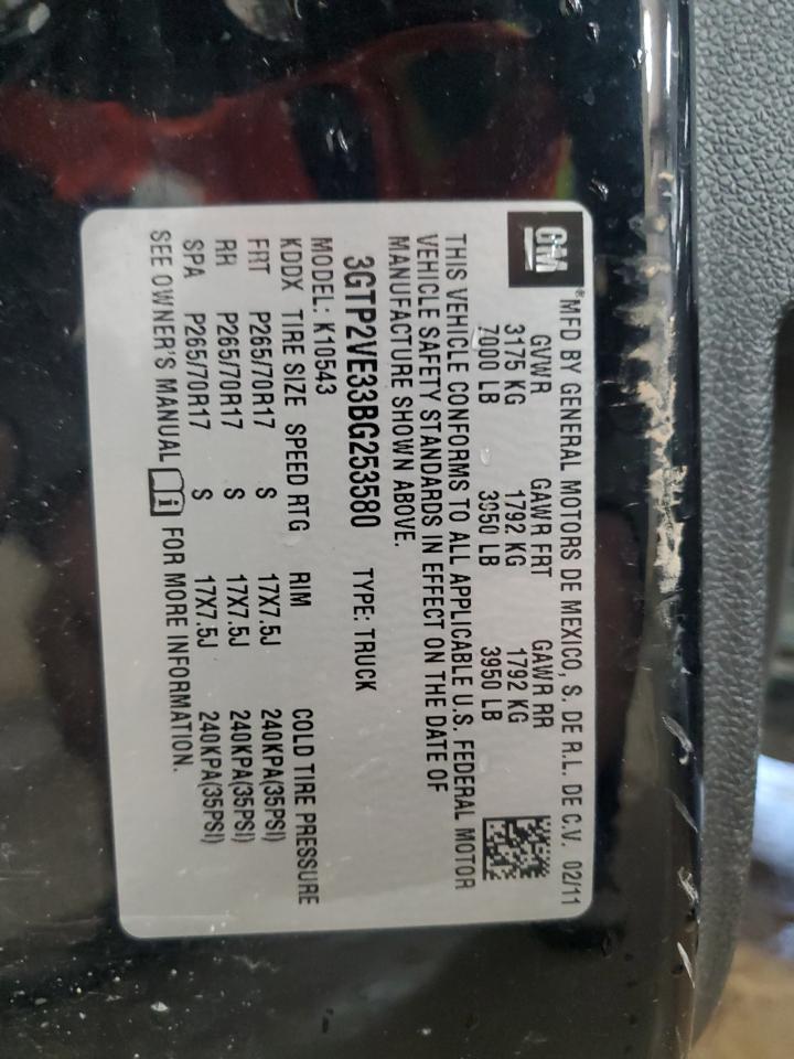 2011 GMC Sierra K1500 Sle VIN: 3GTP2VE33BG253580 Lot: 91193905