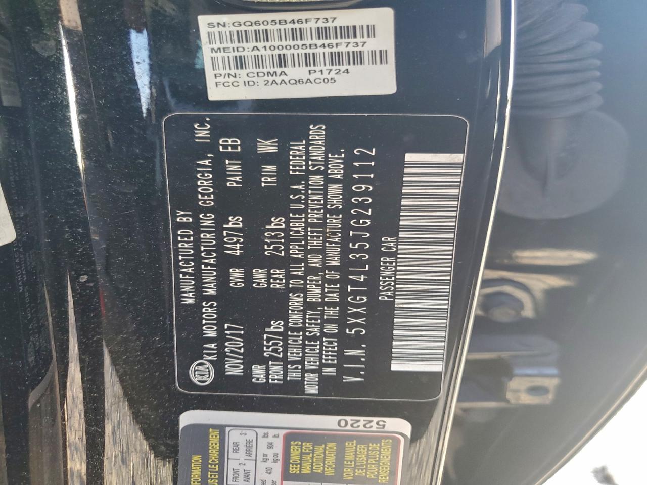 2018 Kia Optima Lx VIN: 5XXGT4L35JG239112 Lot: 94398165