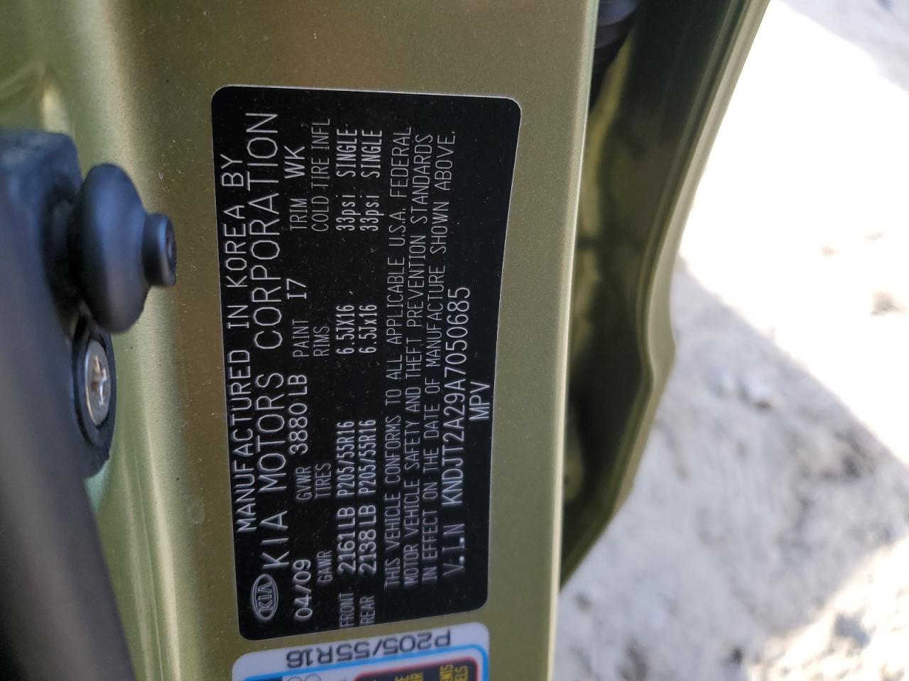 2010 Kia Soul + VIN: KNDJT2A29A7050685 Lot: 91720355