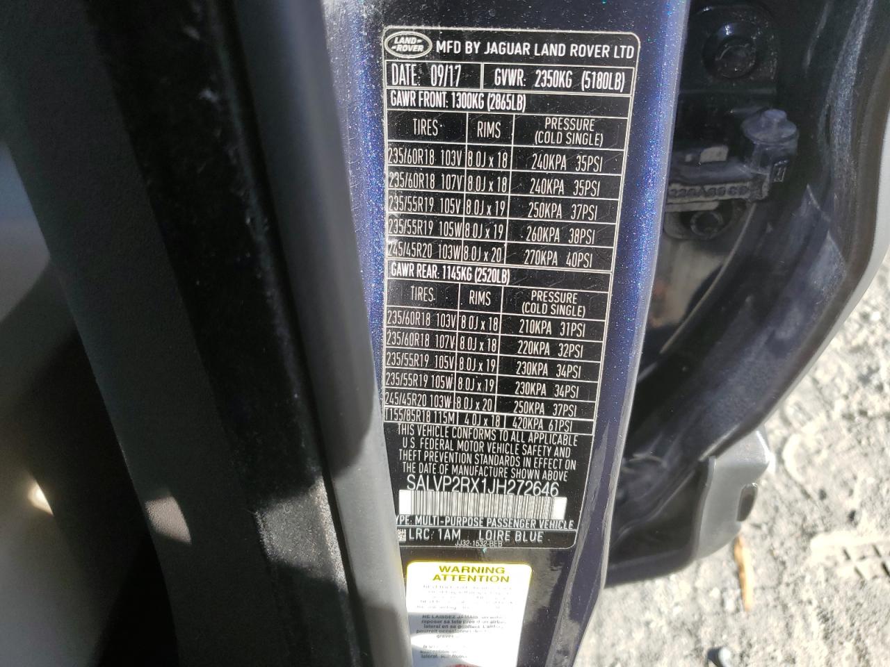 2018 Land Rover Range Rover Evoque Se VIN: SALVP2RX1JH272646 Lot: 90274695