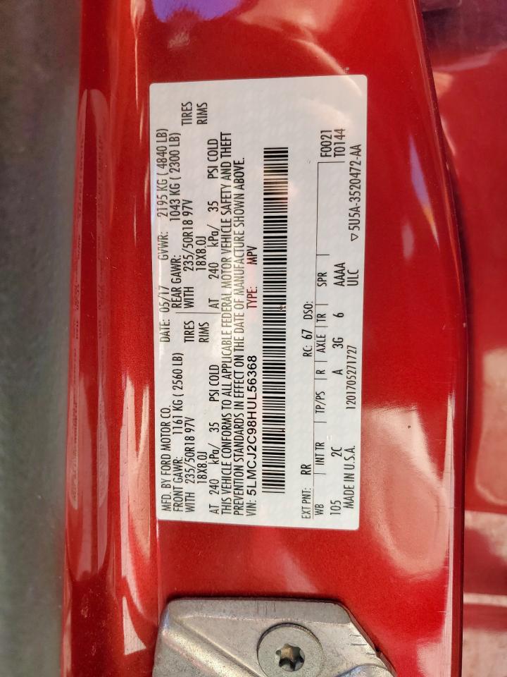 2017 Lincoln Mkc Select VIN: 5LMCJ2C98HUL56368 Lot: 92432685