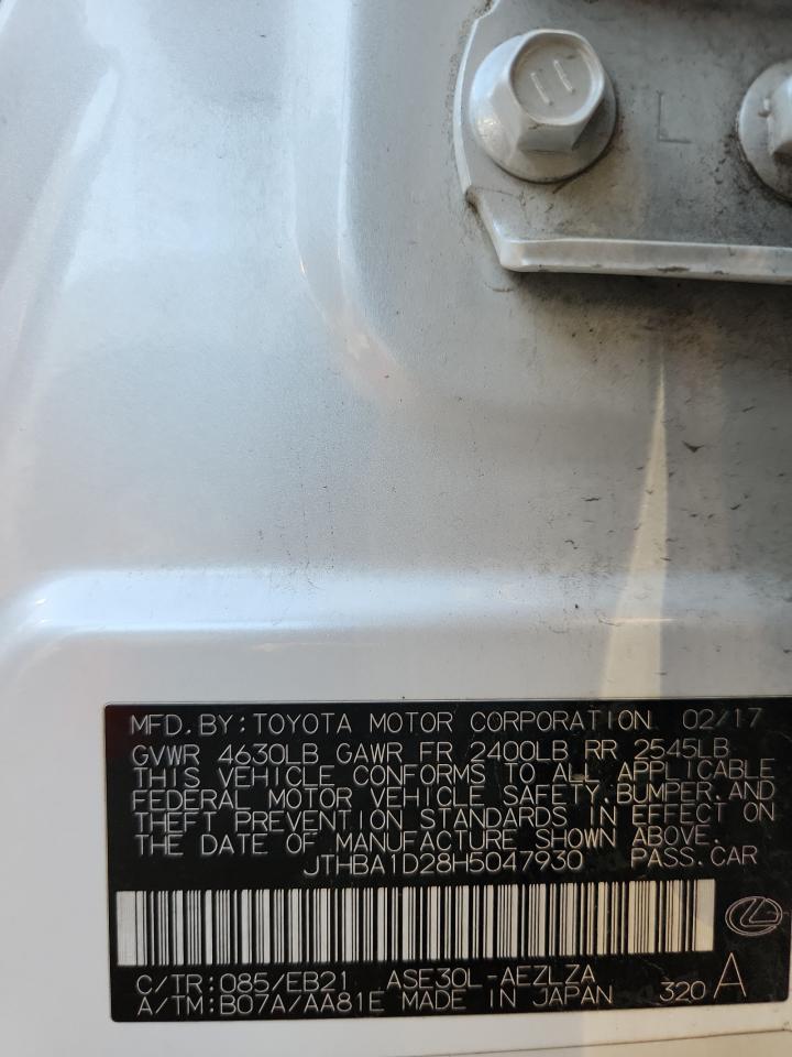 2017 Lexus Is 200T VIN: JTHBA1D28H5047930 Lot: 92225295