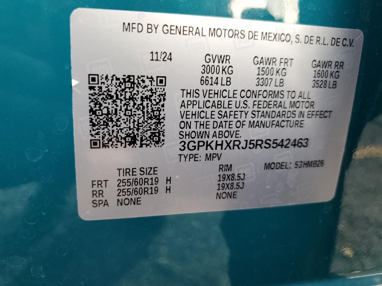 2024 Honda Prologue Tour VIN: 3GPKHXRJ5RS542463 Lot: 92239085