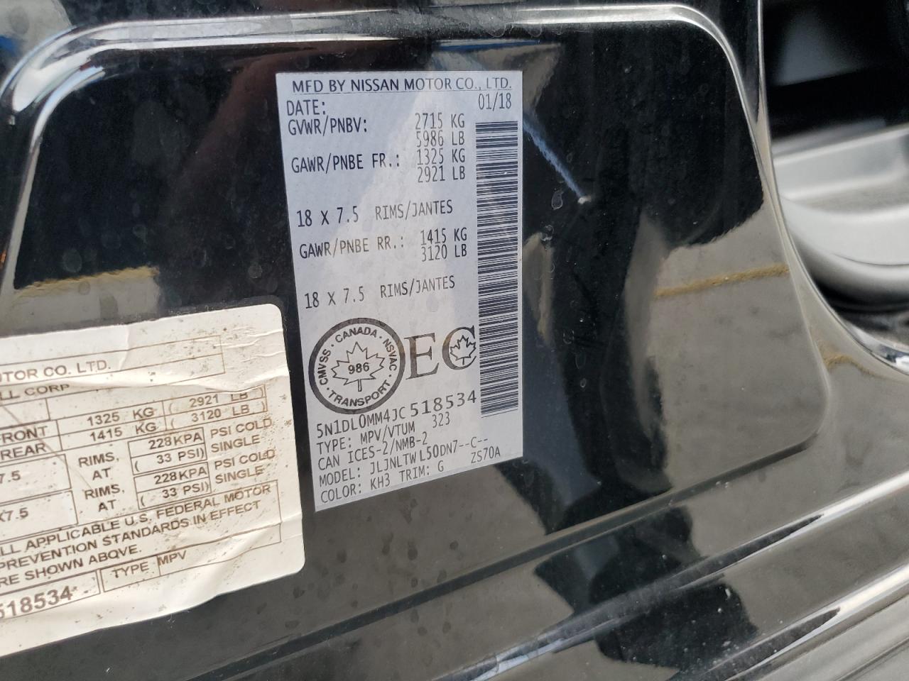 2018 Infiniti Qx60 VIN: 5N1DL0MM4JC518534 Lot: 91865485