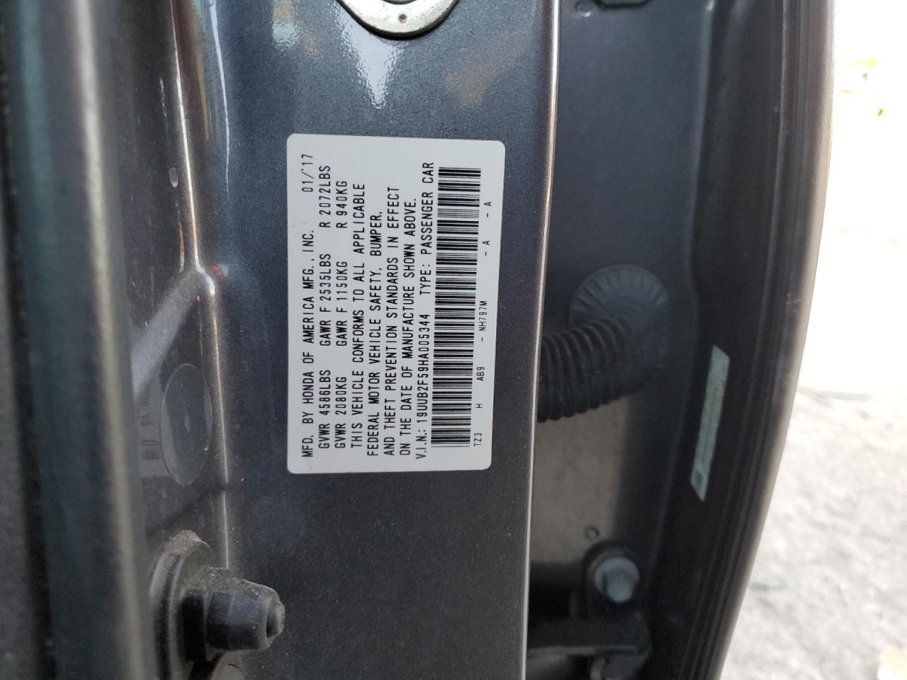 2017 Acura Tlx Tech VIN: 19UUB2F59HA005344 Lot: 92787995