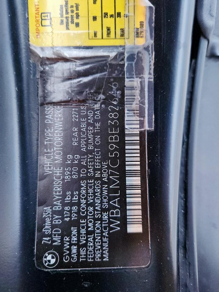 2011 BMW Z4 Sdrive35I VIN: WBALM7C59BE382646 Lot: 91079305