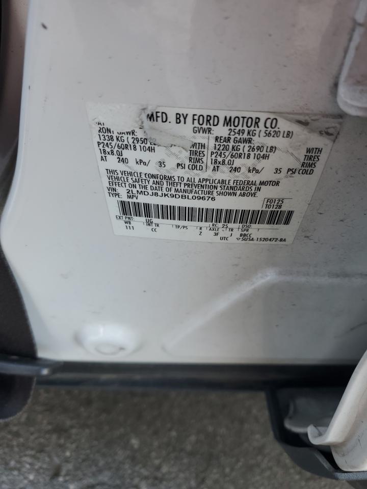 2013 Lincoln Mkx VIN: 2LMDJ8JK9DBL09676 Lot: 93648105