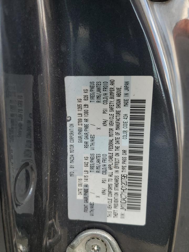 2017 Mazda Mx-5 Miata Club VIN: JM1NDAC71H0120796 Lot: 91042095