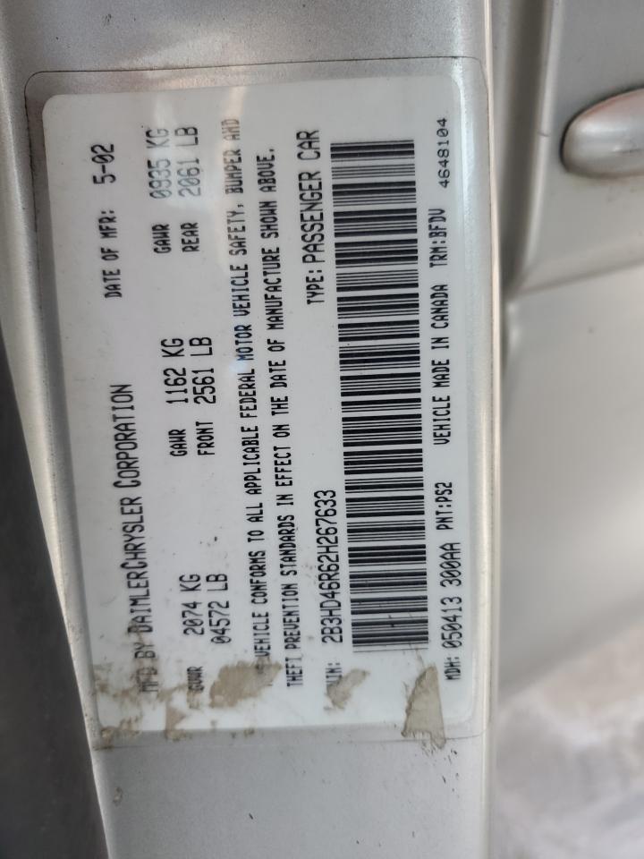 2002 Dodge Intrepid Se VIN: 2B3HD46R62H267633 Lot: 92877855