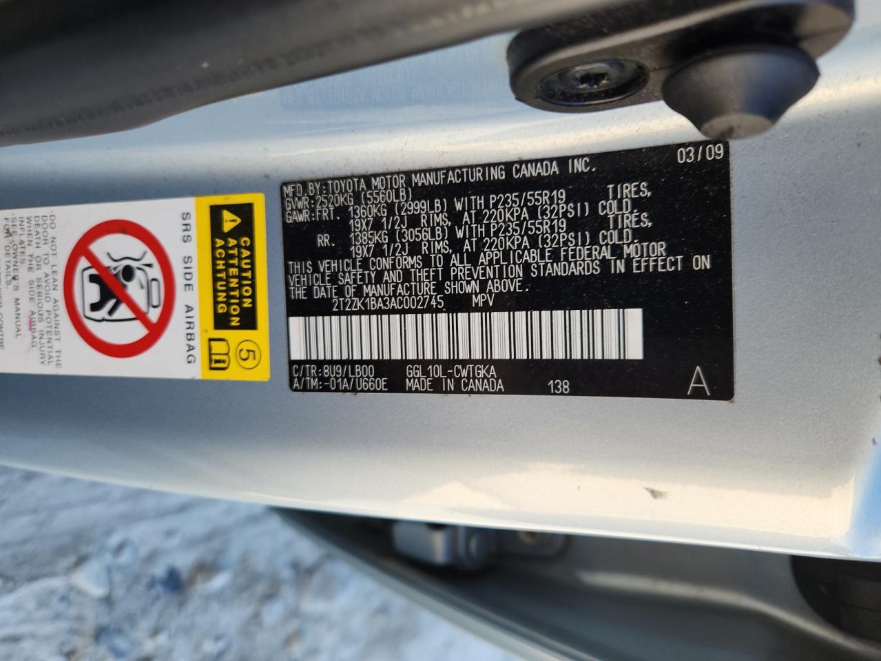 2010 Lexus Rx 350 VIN: 2T2ZK1BA3AC002745 Lot: 92815725