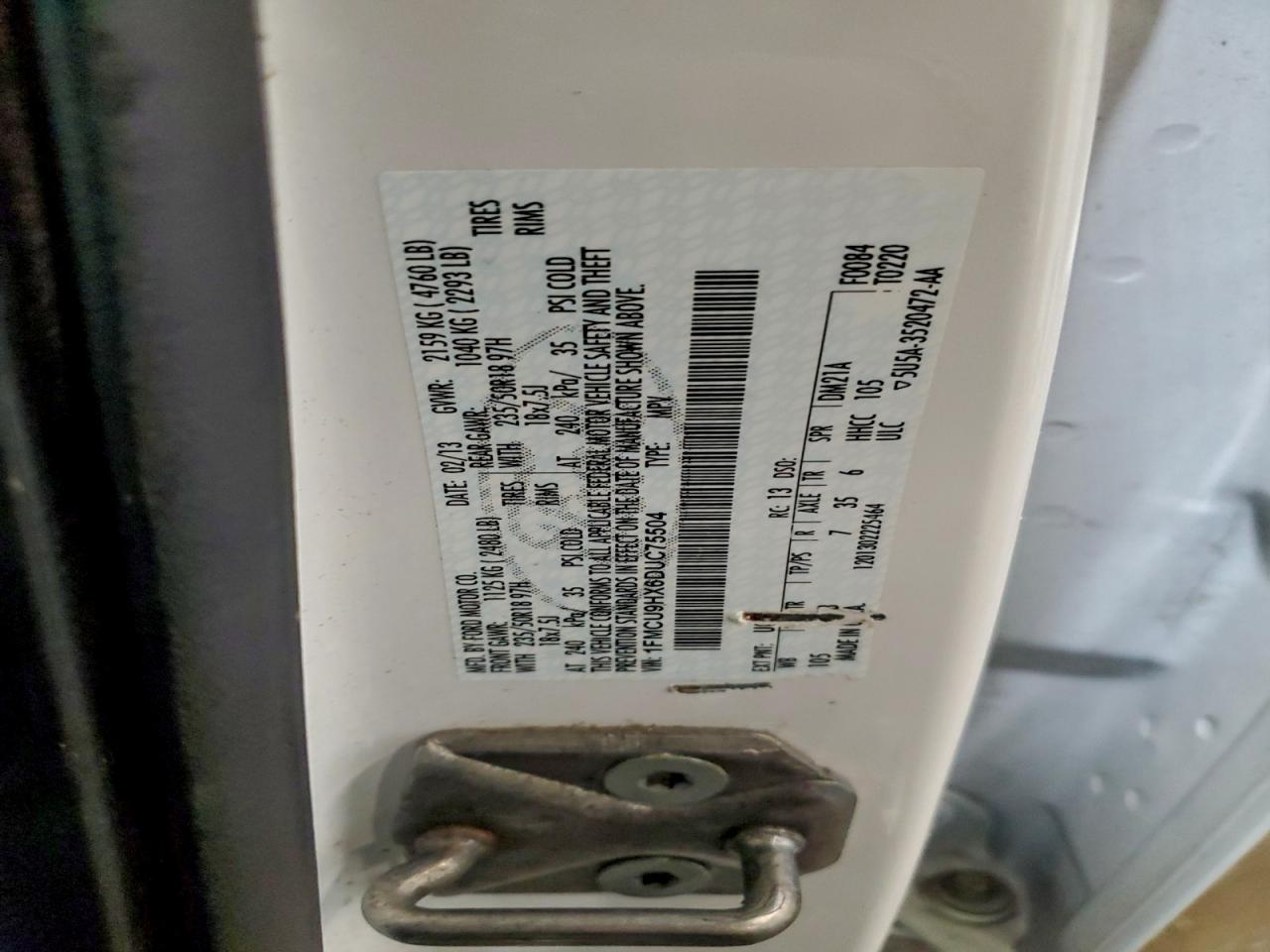 2013 Ford Escape Sel VIN: 1FMCU9HX6DUC75504 Lot: 94545805