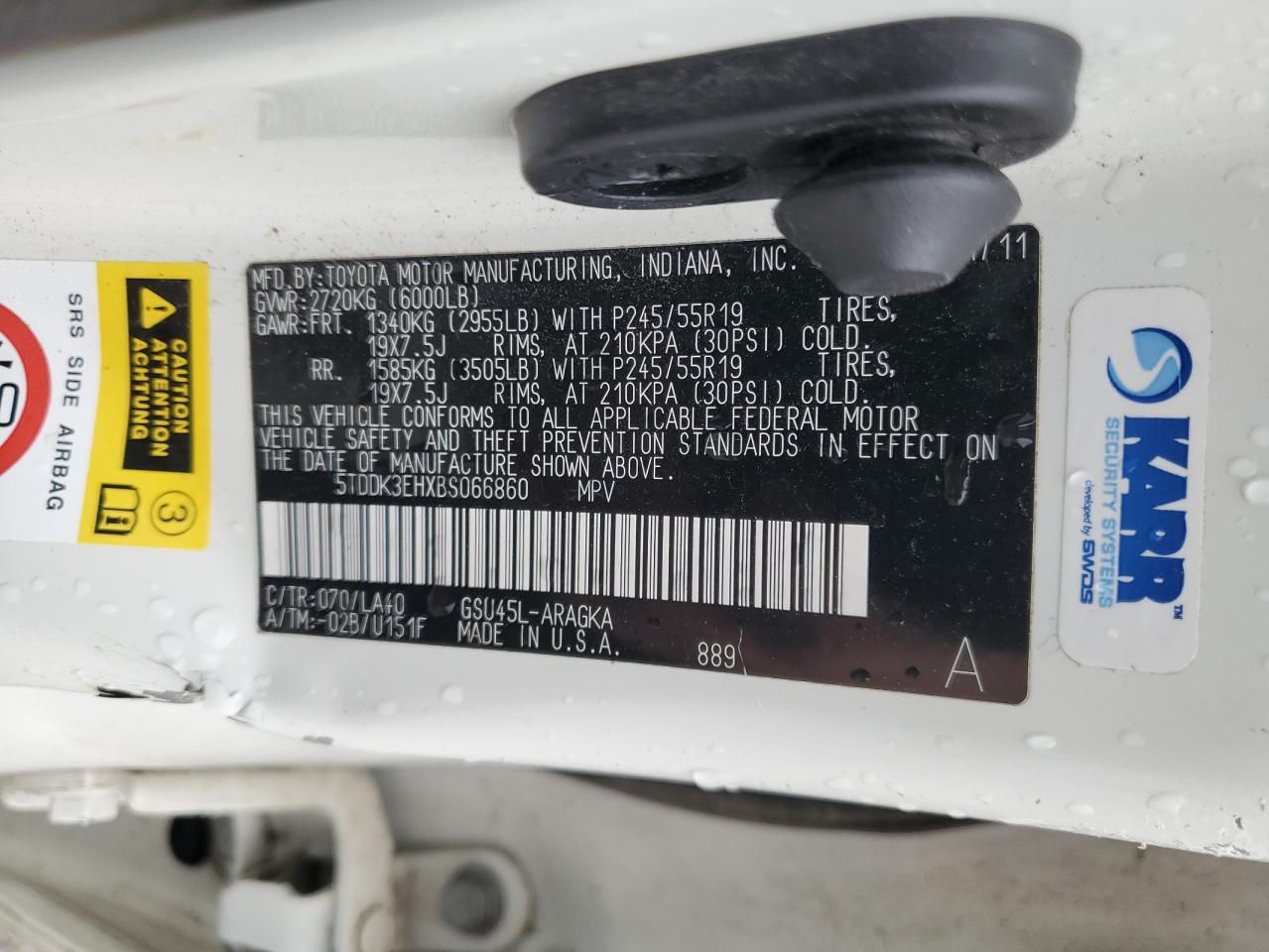 2011 Toyota Highlander Limited VIN: 5TDDK3EHXBS066860 Lot: 93027835