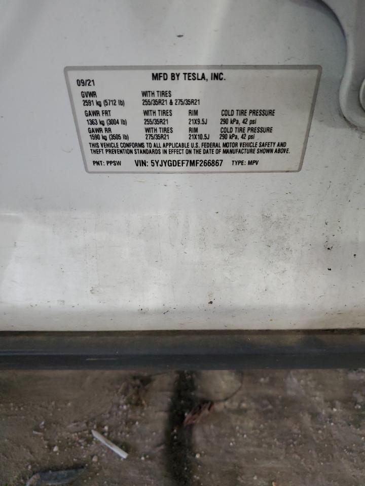 2021 Tesla Model Y VIN: 5YJYGDEF7MF266867 Lot: 92093205