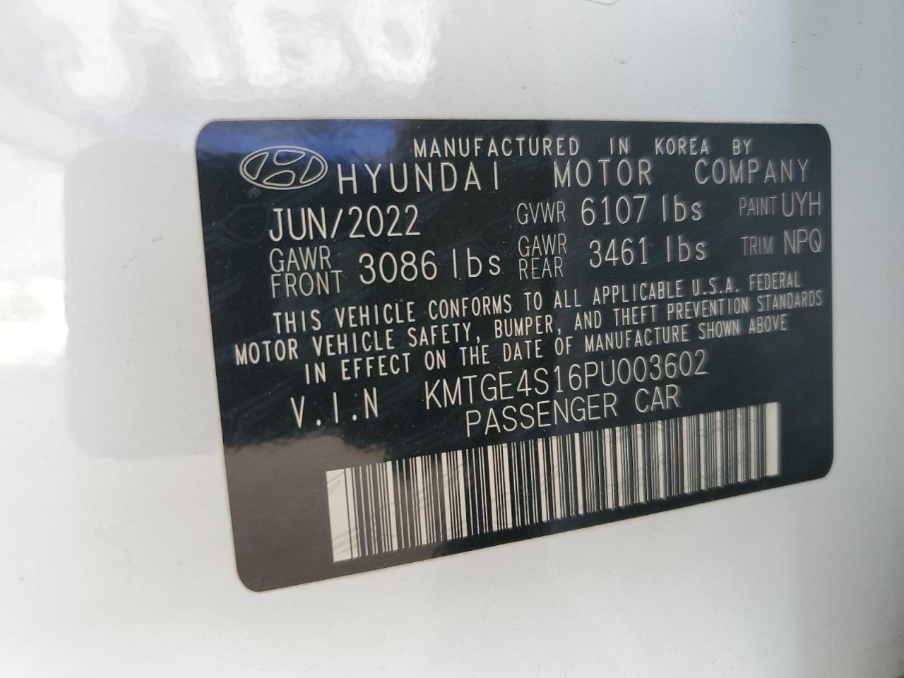 2023 Genesis G80 VIN: KMTGE4S16PU003602 Lot: 92103885