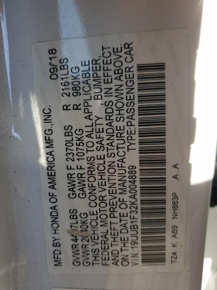 2019 Acura Tlx VIN: 19UUB1F32KA004889 Lot: 92471295