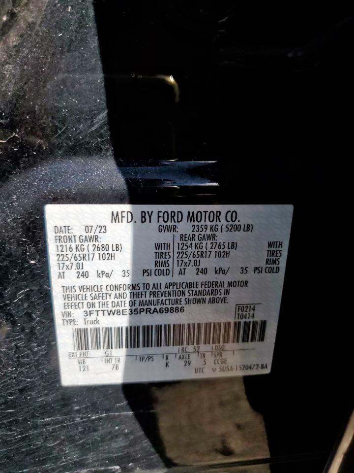 2023 Ford Maverick Xl VIN: 3FTTW8E35PRA69886 Lot: 91881435