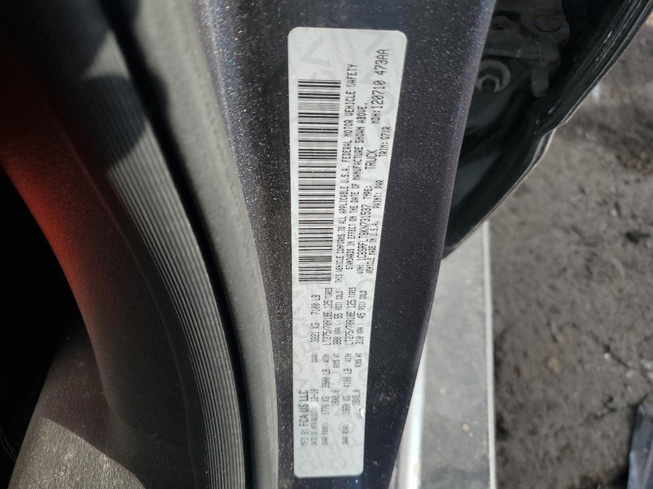 2019 Ram 1500 Rebel VIN: 1C6SRFLT8KN731537 Lot: 93018935