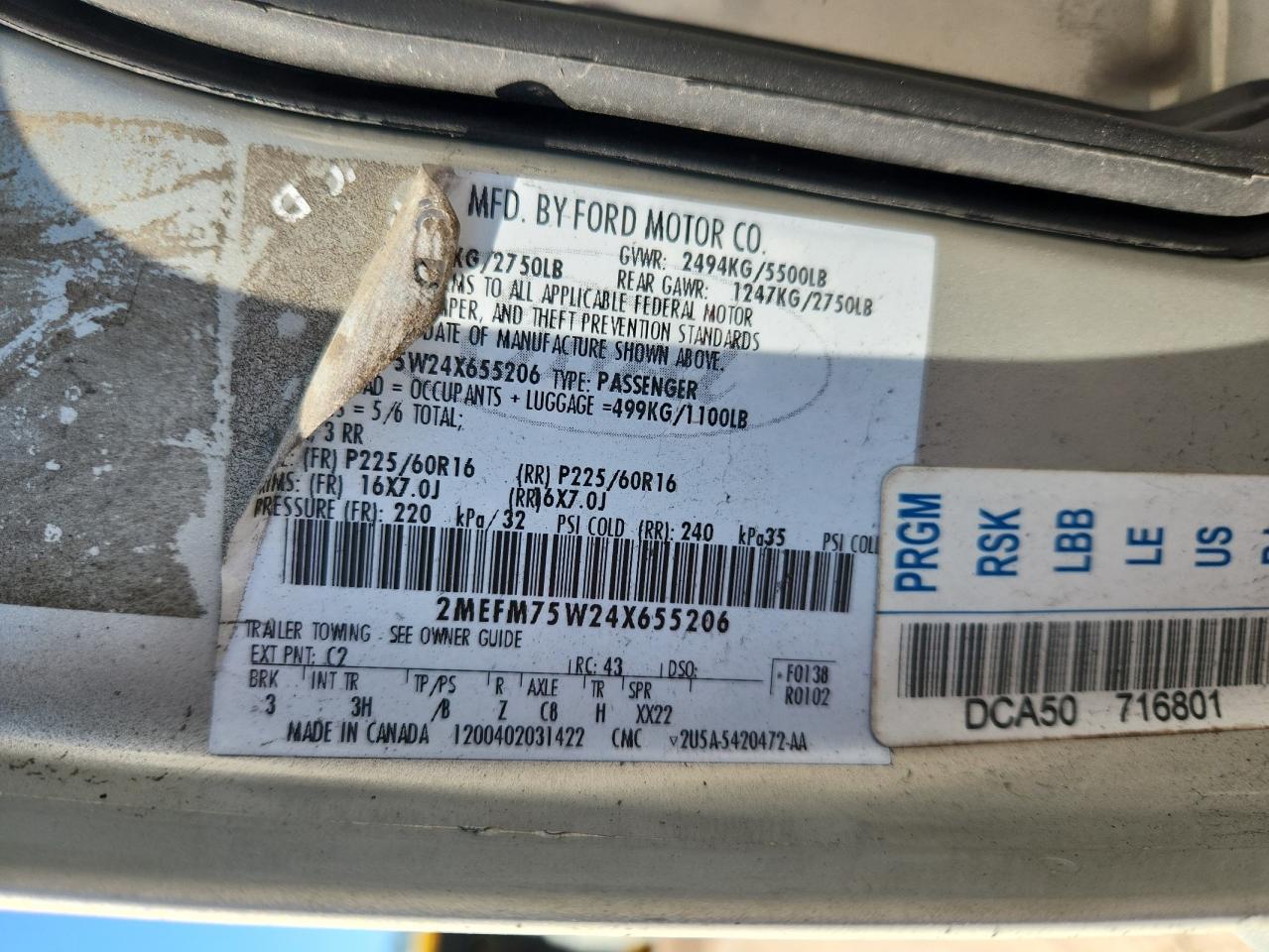 2004 Mercury Grand Marquis Ls VIN: 2MEFM75W24X655206 Lot: 91482285