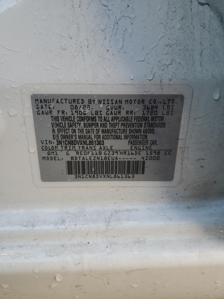 2022 Nissan Versa S VIN: 3N1CN8DVXNL861363 Lot: 91216425