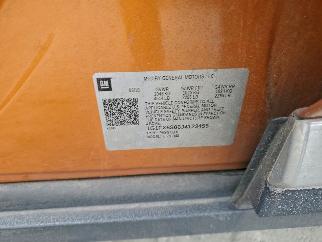 2018 Chevrolet Bolt Ev Premier VIN: 1G1FX6S06J4123455 Lot: 93731095