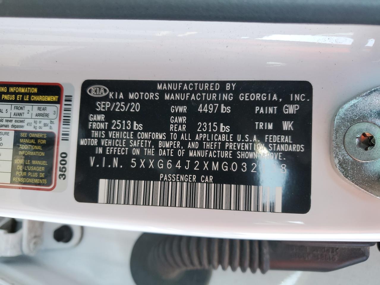 2021 Kia K5 Gt Line VIN: 5XXG64J2XMG032138 Lot: 93099005