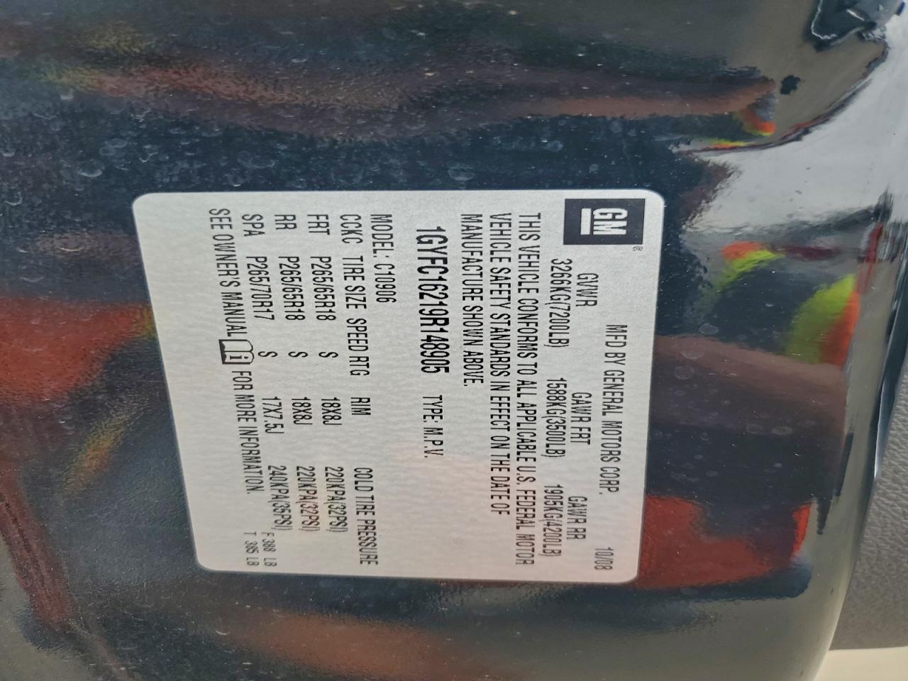 2009 Cadillac Escalade Esv VIN: 1GYFC16219R148905 Lot: 93541775