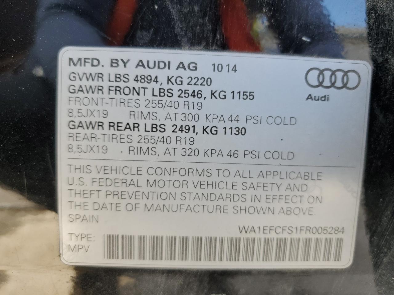 2015 Audi Q3 Premium Plus VIN: WA1EFCFS1FR005284 Lot: 91547845