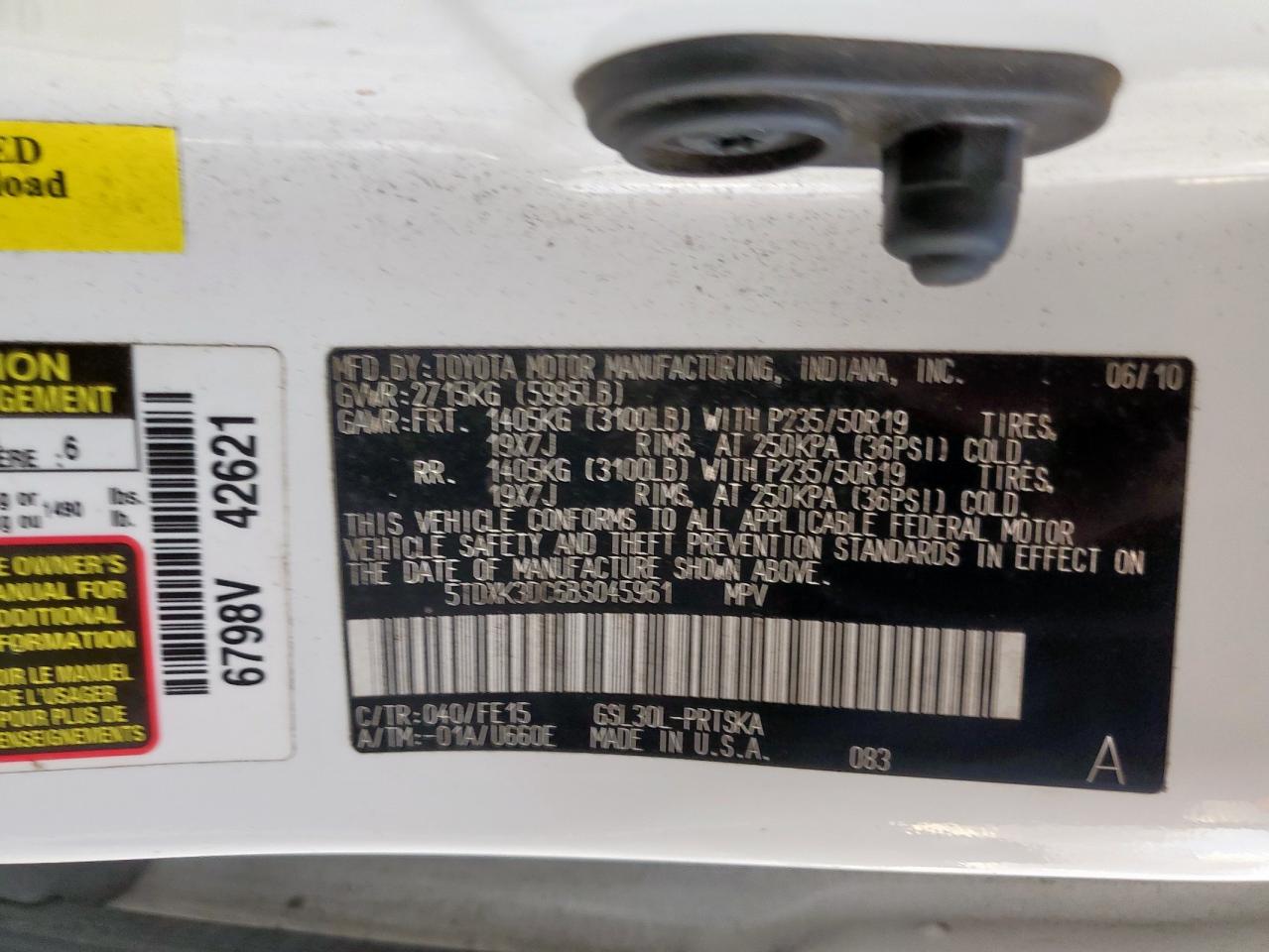 2011 Toyota Sienna Sport VIN: 5TDXK3DC6BS045961 Lot: 93321765