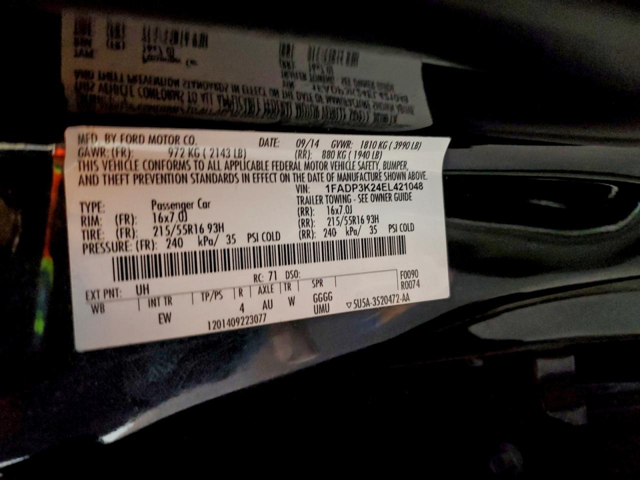 2014 Ford Focus Se VIN: 1FADP3K24EL421048 Lot: 94497135