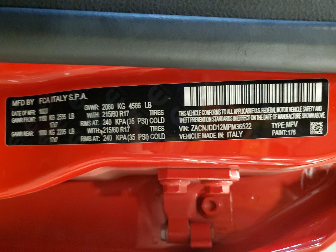 2021 Jeep Renegade Limited VIN: ZACNJDD12MPM36522 Lot: 93413755