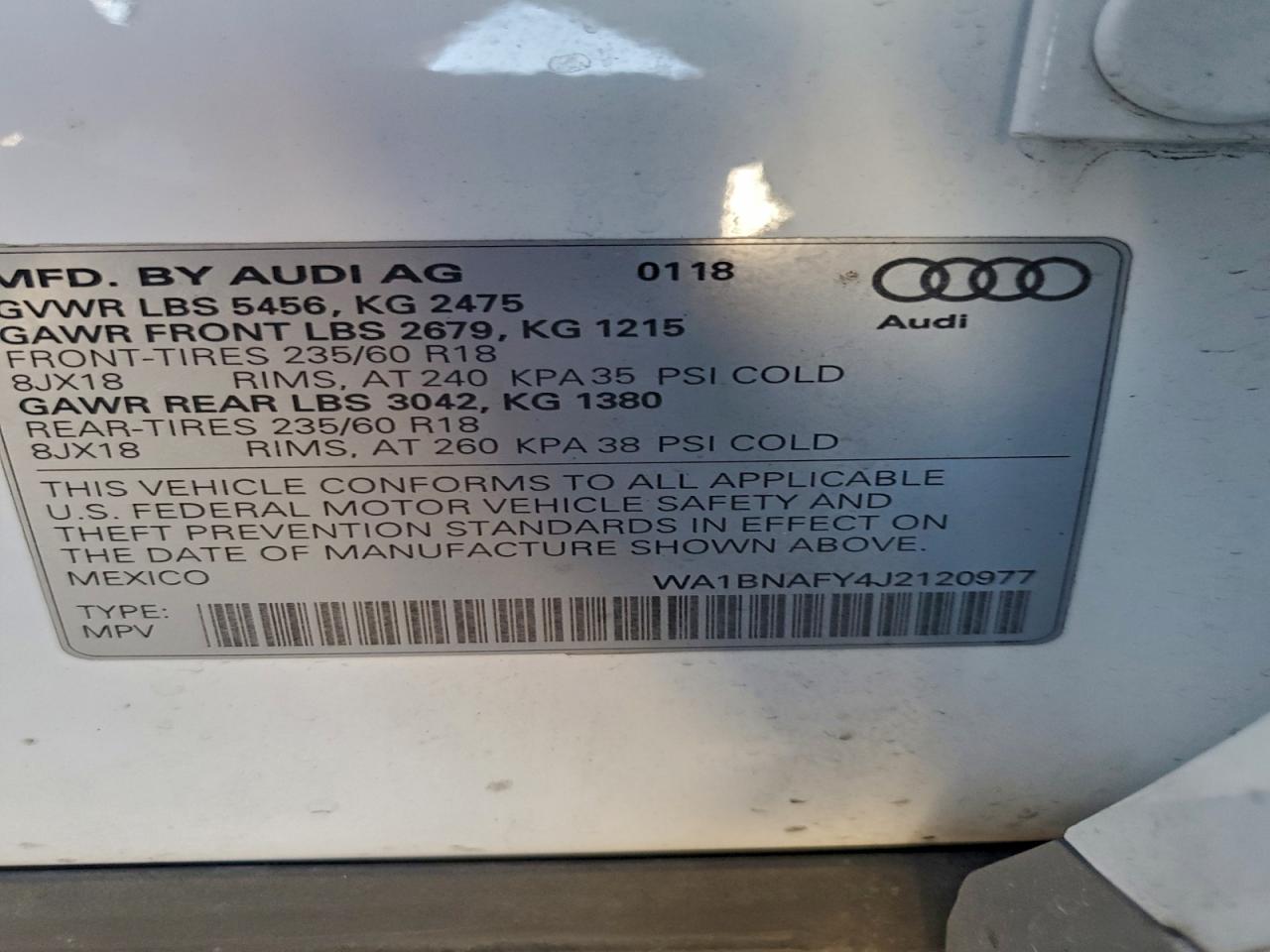 2018 Audi Q5 Premium Plus VIN: WA1BNAFY4J2120977 Lot: 94583205