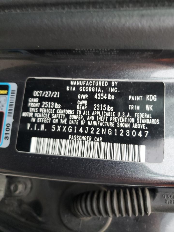 2022 Kia K5 Lxs VIN: 5XXG14J22NG123047 Lot: 92388555