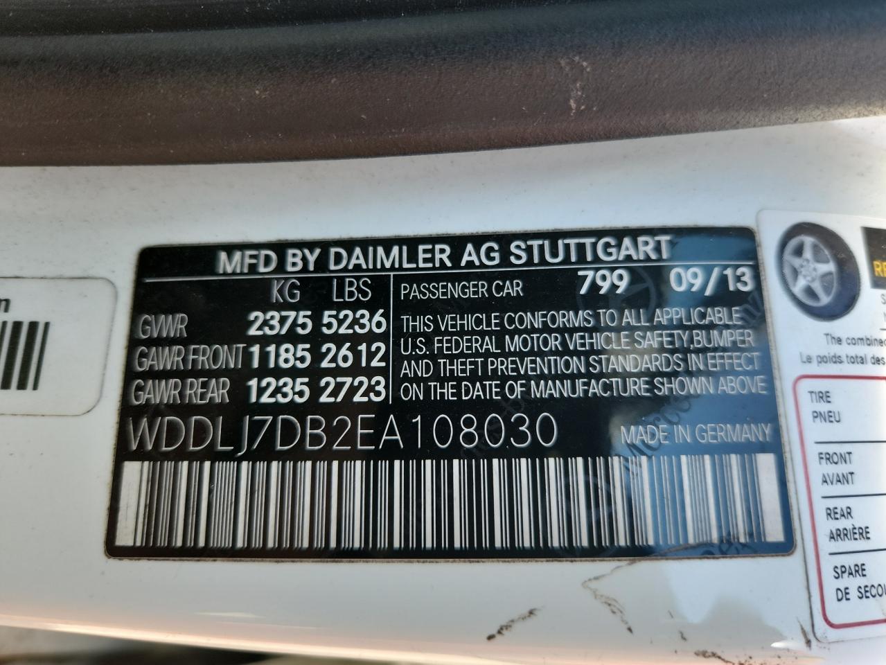 2014 Mercedes-Benz Cls 550 VIN: WDDLJ7DB2EA108030 Lot: 92035475