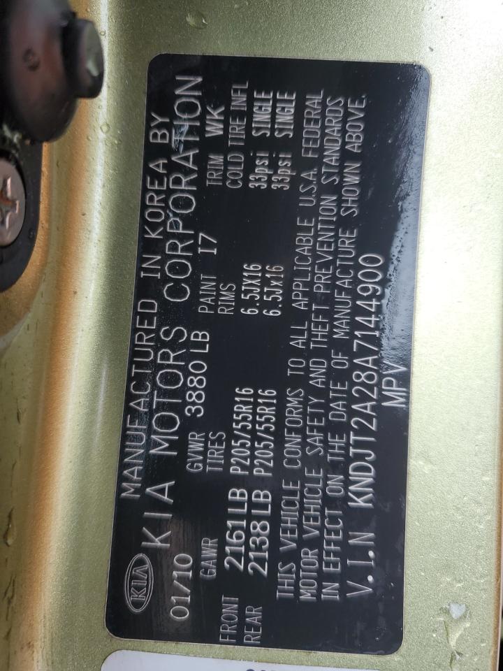 2010 Kia Soul + VIN: KNDJT2A28A7144900 Lot: 93196435