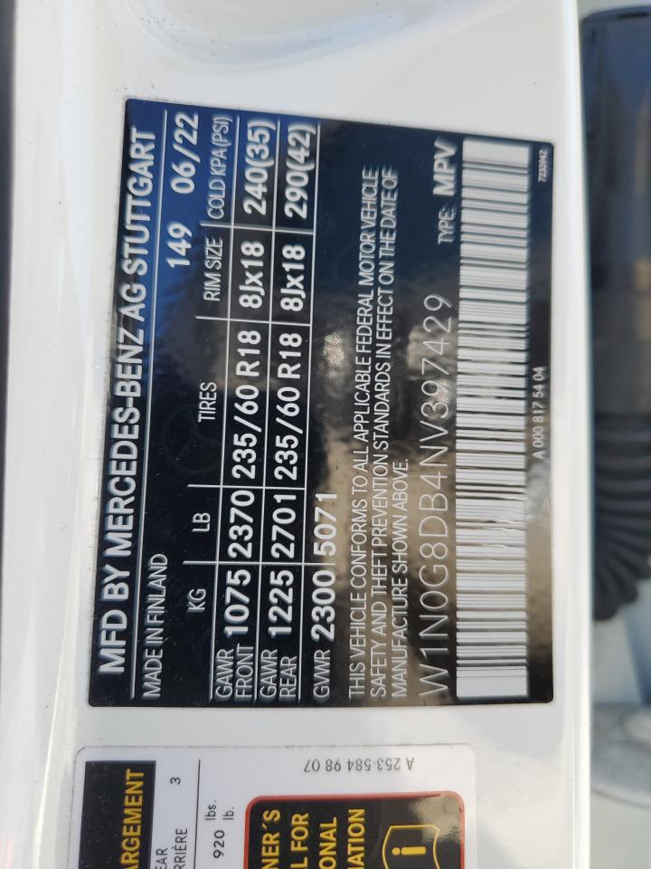 2022 Mercedes-Benz Glc 300 VIN: W1N0G8DB4NV397429 Lot: 92382935