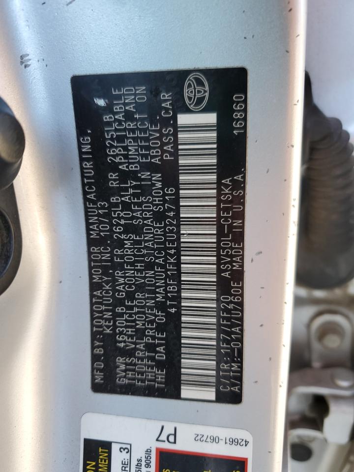 2014 Toyota Camry L VIN: 4T1BF1FK4EU324716 Lot: 91364515