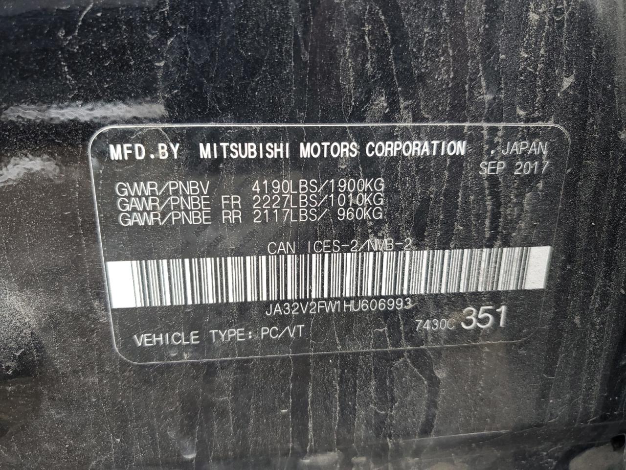 2017 Mitsubishi Lancer Es VIN: JA32V2FW1HU606993 Lot: 91649885